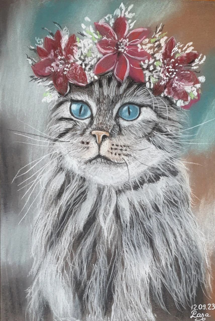 Кошка с венком